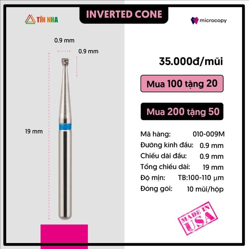 Mũi Khoan Đầu Nón Ngược 0,9mm